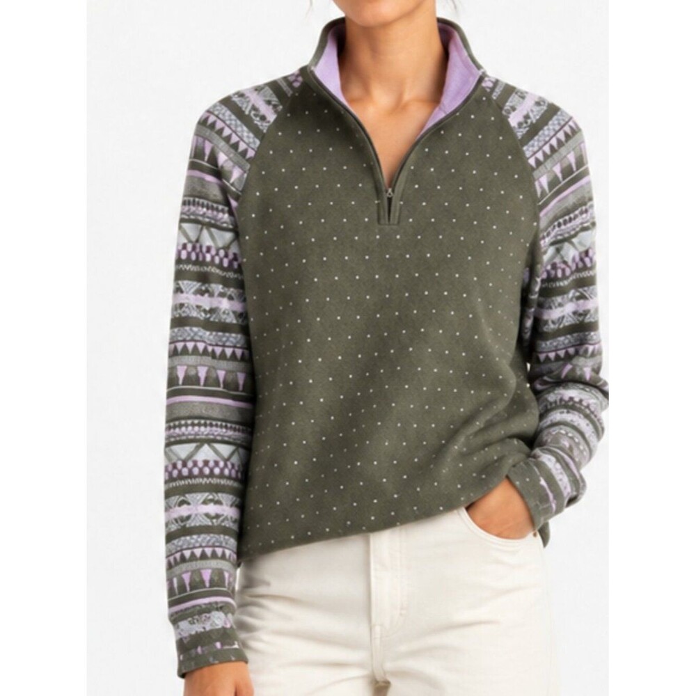 Title nine Super Power 1/4 Zip Sweater wool blend size Small Green